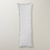 Elegant Grey & White Greek Pattern Body Pillow Lichaamskussen (Achterkant (Verticaal))