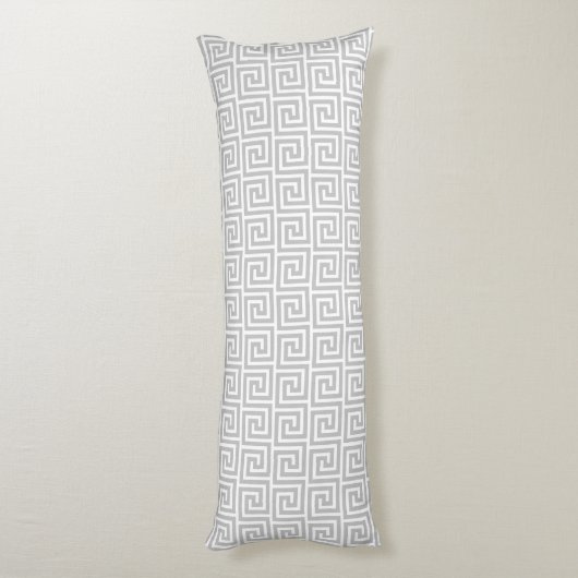 Elegant Grey & White Greek Pattern Body Pillow Lichaamskussen (Achterkant (Verticaal))