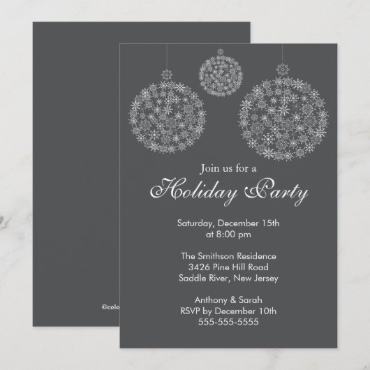 Elegant Grey & White Holiday Kerstfeest Kaart (Voorkant / Achterkant)