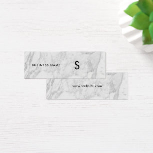 Elegant Grey White Marble Simple Price Label Mini Visitekaartjes