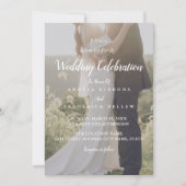 Elegant Grey & White met Achtergrondfoto Weduwscha Kaart (Voorkant)