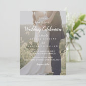 Elegant Grey & White met Achtergrondfoto Weduwscha Kaart (Staand voorkant)