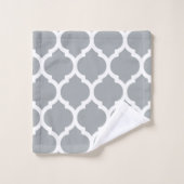 Elegant Grey White Moroccan Quatrefoil Pattern Bad Handdoek (Wasdoekje)