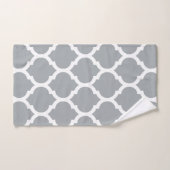 Elegant Grey White Moroccan Quatrefoil Pattern Bad Handdoek (Handdoek)