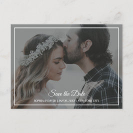 Elegant Grey & White Save the Date Photo Briefkaar Briefkaart