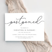 Elegant Grey & White Script Wedding Postponement Aankondiging