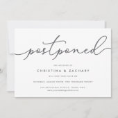 Elegant Grey & White Script Wedding Postponement Aankondiging (Voorkant)