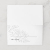 Elegant Grey White Simple Floral Wedding Plaatskaartje (Buitenkant ongevouwen)
