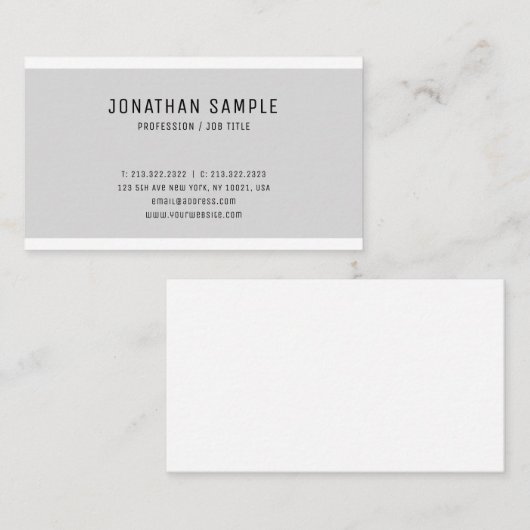 Elegant Grey White Smart Design Modern Trendy Visitekaartje (Voorkant / Achterkant)