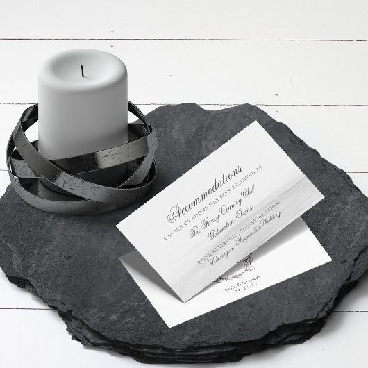 Elegant Grey White Waterverf Floral Wedding Informatiekaartje