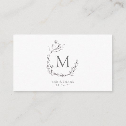 Elegant Grey White Waterverf Floral Wedding Informatiekaartje (Achterkant)