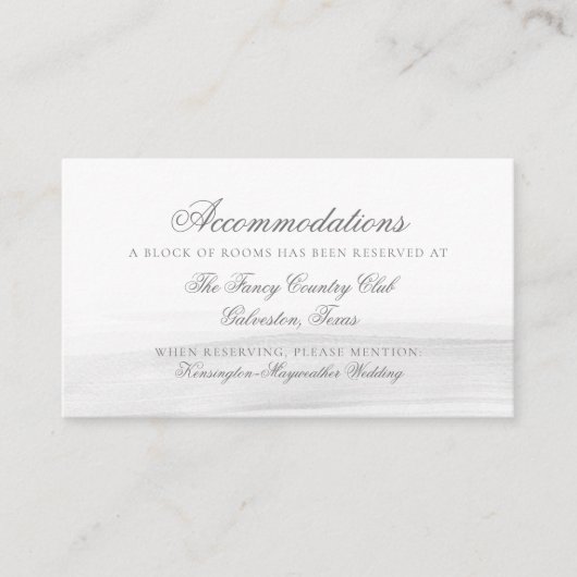 Elegant Grey White Waterverf Floral Wedding Informatiekaartje (Voorkant)