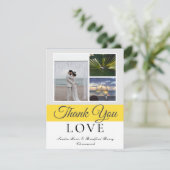 Elegant Grey Yellow Script Weduwfoto Foto collage  Bedankkaart (Staand voorkant)