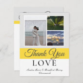 Elegant Grey Yellow Script Weduwfoto Foto collage  Bedankkaart (Voorkant / Achterkant)