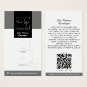 Elegant Grey & Zwart Botanisch Sociaal QR Prijs La Visitekaartje (Voorkant /achterkant)