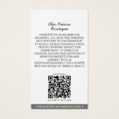 Elegant Grey & Zwart Botanisch Sociaal QR Prijs La Visitekaartje (Achterkant)