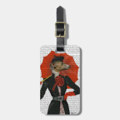 Elegant Greyhound en Red Umbrella 2 Bagagelabel (Voorkant verticaal)