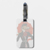 Elegant Greyhound en Red Umbrella 2 Bagagelabel (Achterkant verticaal)