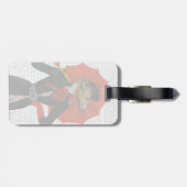 Elegant Greyhound en Red Umbrella 2 Bagagelabel (Achterkant horizontaal)