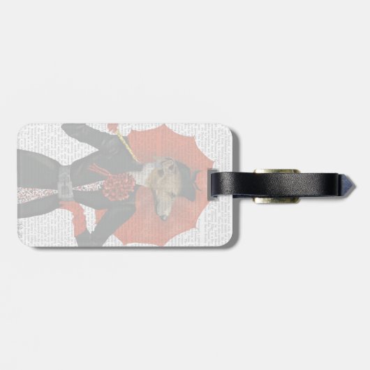 Elegant Greyhound en Red Umbrella 2 Bagagelabel (Achterkant horizontaal)