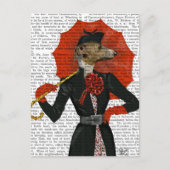 Elegant Greyhound en Red Umbrella 2 Briefkaart (Voorkant)
