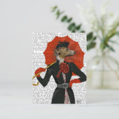 Elegant Greyhound en Red Umbrella 2 Briefkaart (Staand voorkant)