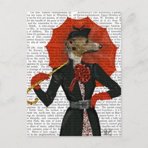 Elegant Greyhound en Red Umbrella 2 Briefkaart