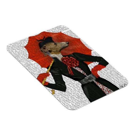 Elegant Greyhound en Red Umbrella 2 Magneet (Rechterzijde)