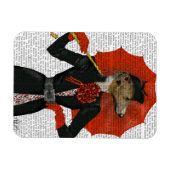 Elegant Greyhound en Red Umbrella 2 Magneet (Horizontaal)