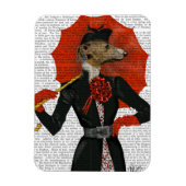 Elegant Greyhound en Red Umbrella 2 Magneet (Verticaal)