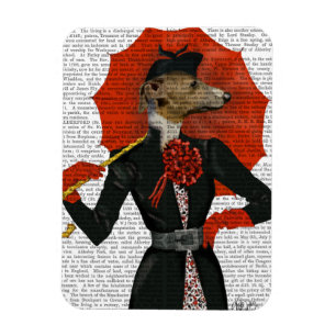 Elegant Greyhound en Red Umbrella 2 Magneet