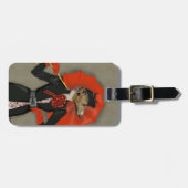 Elegant Greyhound en Red Umbrella Bagagelabel (Voorkant horizontaal)