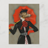 Elegant Greyhound en Red Umbrella