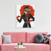 Elegant Greyhound en Red Umbrella Canvas Afdruk (Insitu (Woonkamer))