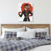 Elegant Greyhound en Red Umbrella Canvas Afdruk (Insitu (Slaapkamer))