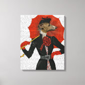 Elegant Greyhound en Red Umbrella Canvas Afdruk (Voorkant)