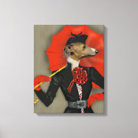 Elegant Greyhound en Red Umbrella