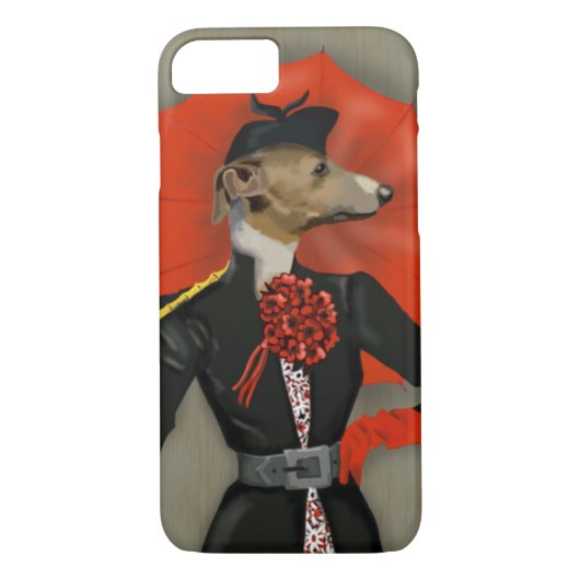 Elegant Greyhound en Red Umbrella Case-Mate iPhone Case (Achterkant)