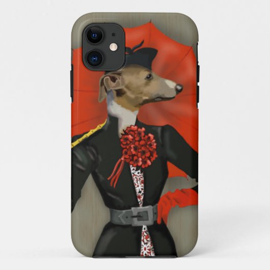Elegant Greyhound en Red Umbrella Case-Mate iPhone Case (Achterkant)