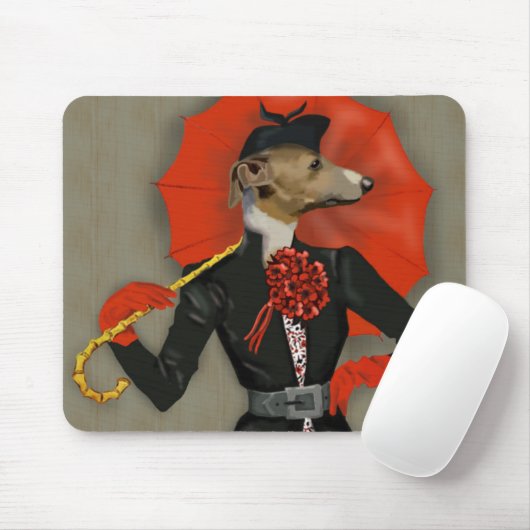 Elegant Greyhound en Red Umbrella Muismat (Met muis)