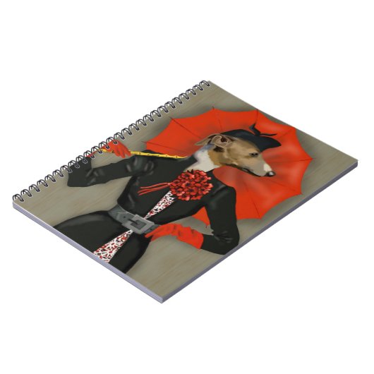 Elegant Greyhound en Red Umbrella Notitieboek (Linkerzijde)