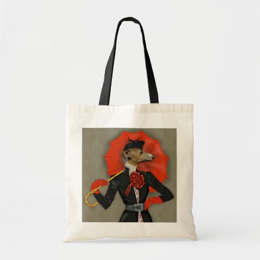Elegant Greyhound en Red Umbrella Tote Bag (Voorkant)
