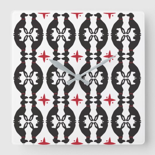 Elegant Greyhound Pattern-klok Vierkante Klok (Voorkant)