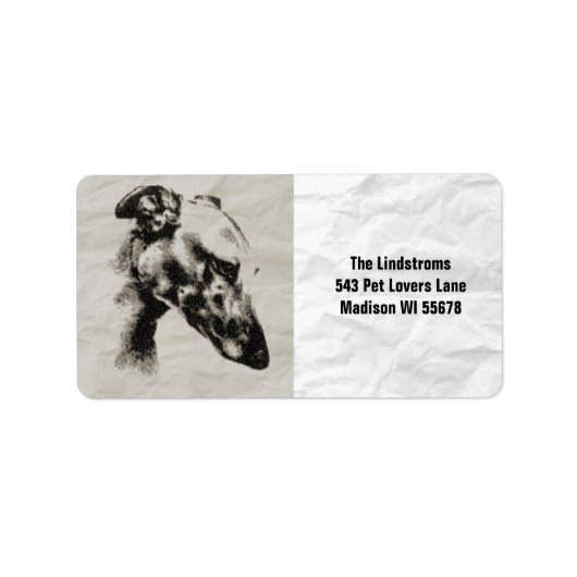 Elegant Greyhound Portret in Sepia Etiket (Voorkant)