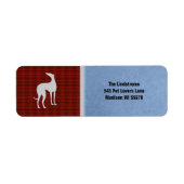 Elegant Greyhound Silhouet in rood wit blauw Etiket (Voorkant)