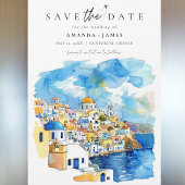 Elegant Griekenland Bestemming Bruiloft Save the D Magnetische Uitnodiging
