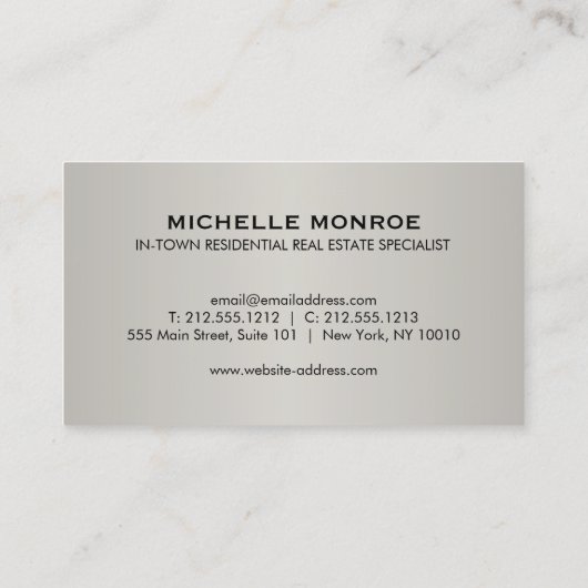 Elegant Grieks Key Real Estate Logo Zwart/Grijs Visitekaartje (Achterkant)