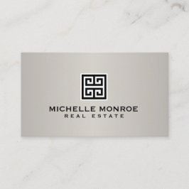 Elegant Grieks Key Real Estate Logo Zwart/Grijs Visitekaartje