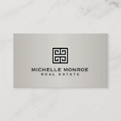Elegant Grieks Key Real Estate Logo Zwart/Grijs Visitekaartje (Voorkant)