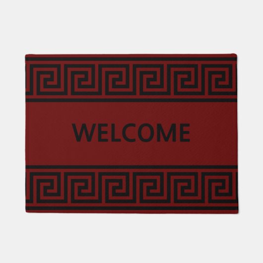 Elegant Grieks patroon Burgundy Welcome Doormat Deurmat (Voorkant)